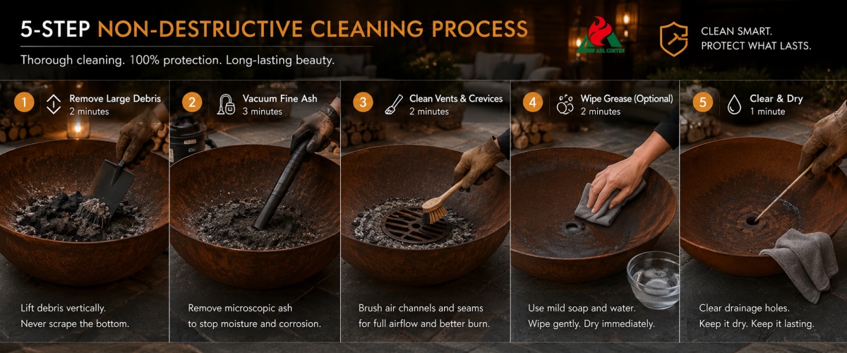 5-Step Non-Destructive Ash Removal Process for Fire Pits